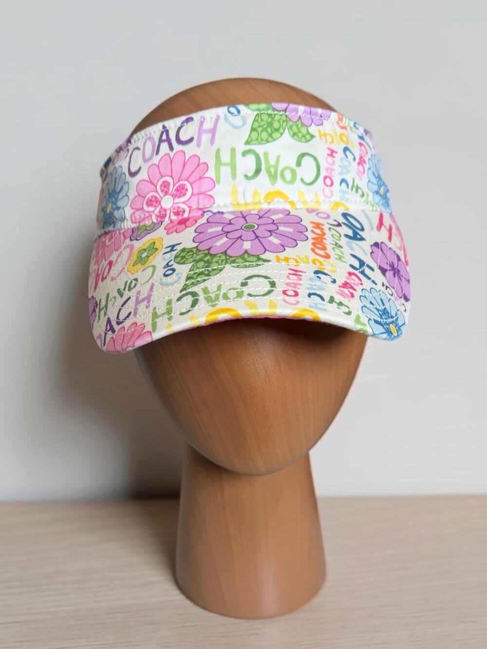 Y2K Coach Daisy Floral Graffiti Print Visor Hat